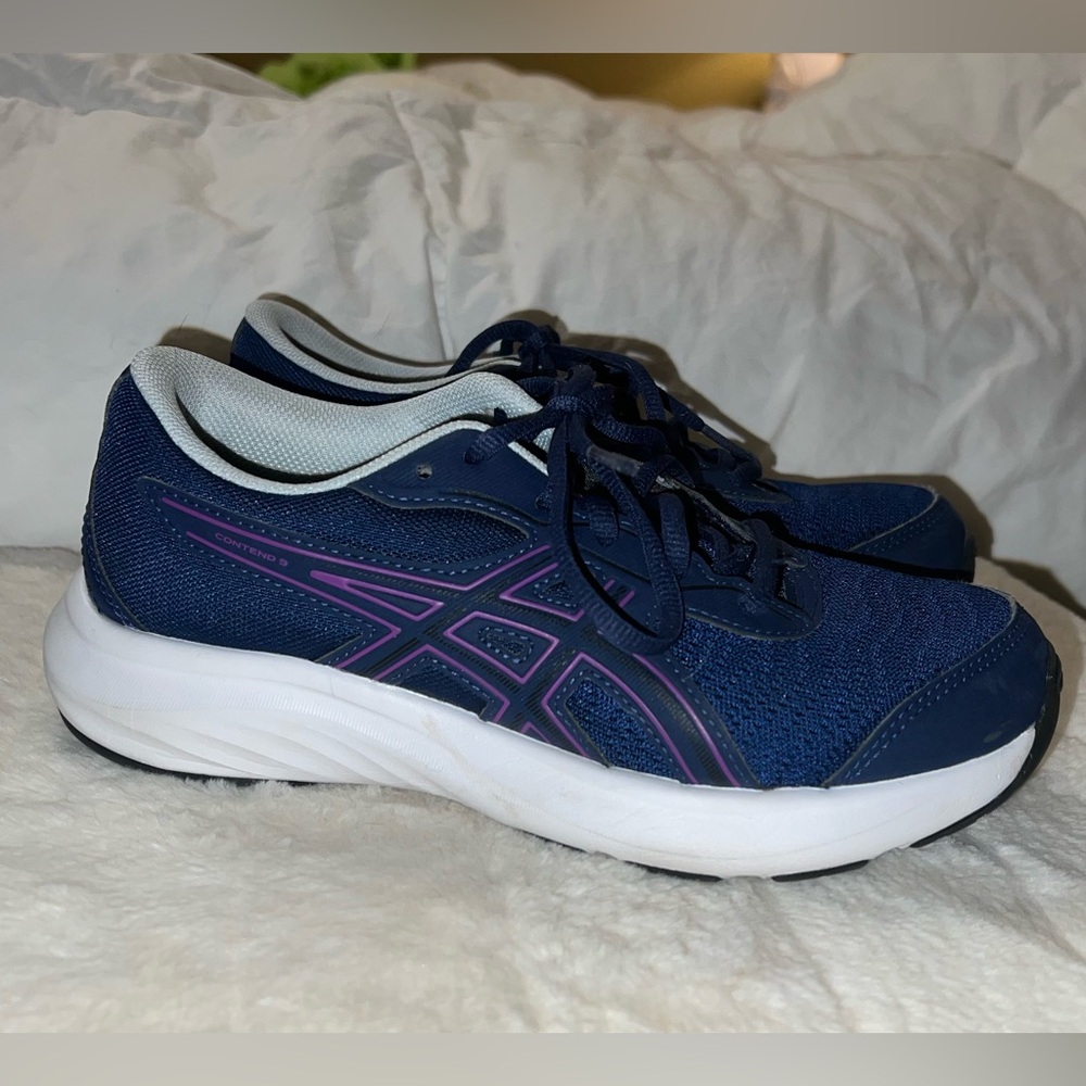 Kids ASICS Navy and Purple Big Girl Athletic Shoes